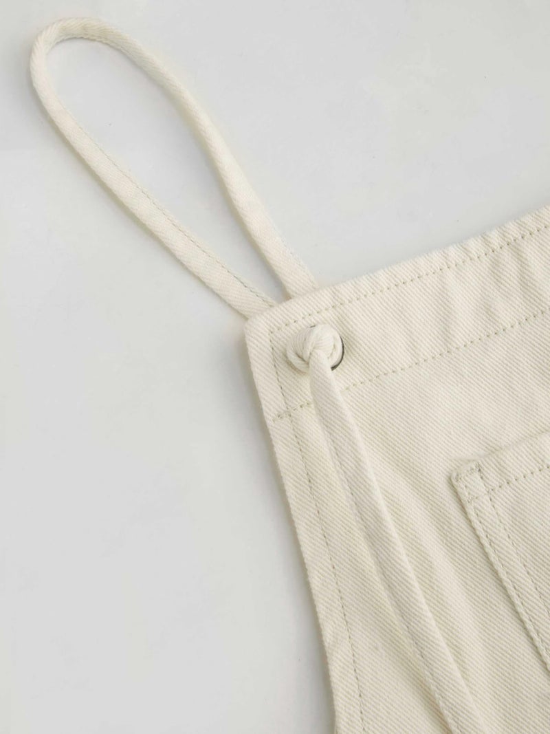 CIDER Overall Shorts For Women Jean Denim Rompers Adjustable Strap Loose Fit Overalls Summer Casual Outfits with Pockets Cream, M - Image 5