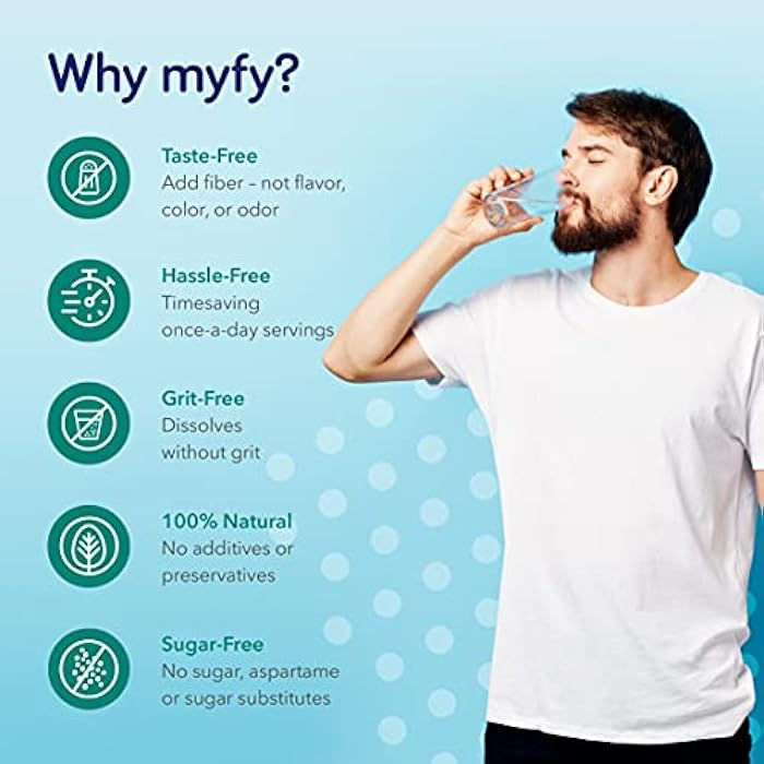MyFy Natural Prebiotic Fiber Supplement Powder - Clear, Soluble, Daily Digestive Support for Gut Health & Regularity - Non-GMO, Taste-Free, Sugar-Free, Gluten-Free - 10.6oz (60 Servings) - Image 5