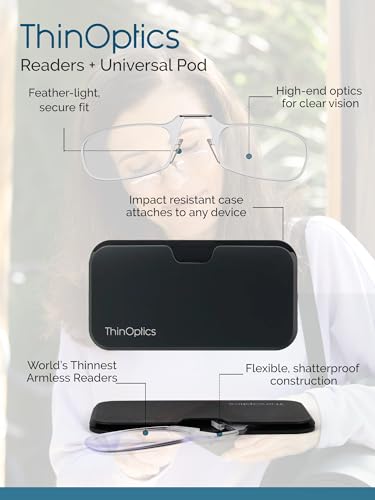 ThinOptics Universal Pod Case + Rectangular Reading Glasses, Dog Line, 44mm + 1.5 - Image 4