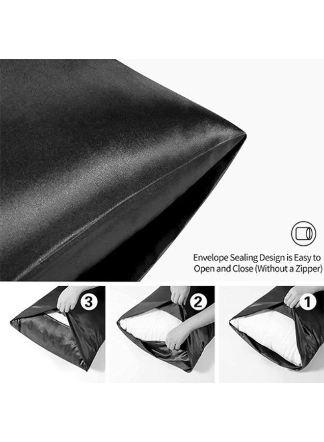 snooze Buy one Get one,Snooze Satin Pillowcase for Hair and Skin, 48,70 cm (Black & Blue) - Image 4