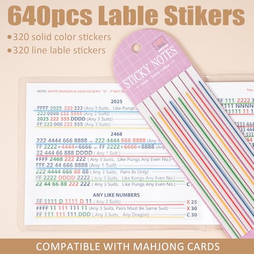 linastu 640 Pcs Mahjong Card Line Finder Highlighter Tape Mahjong Line Highlighter Stripe Transparent Sticky Card Markers Tabs Mahjong Game Rule Reader Reusable No Adhesive Residue Solid color Lines - Image 5