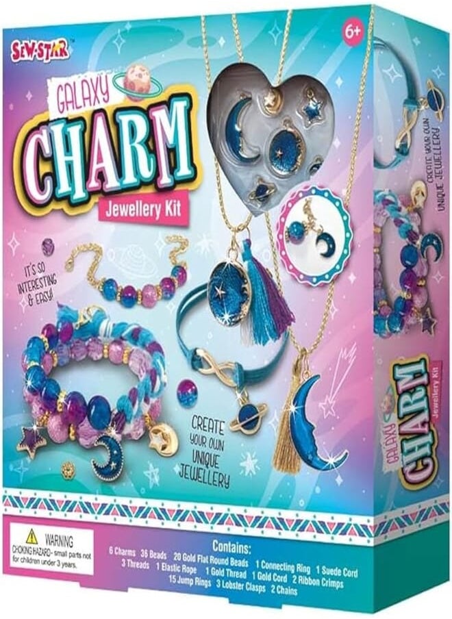 Sew-Star Sew Star Jewellry Kit-Galaxy Charm - Make it on your own DIY for kids SS-20-015, 6+ 