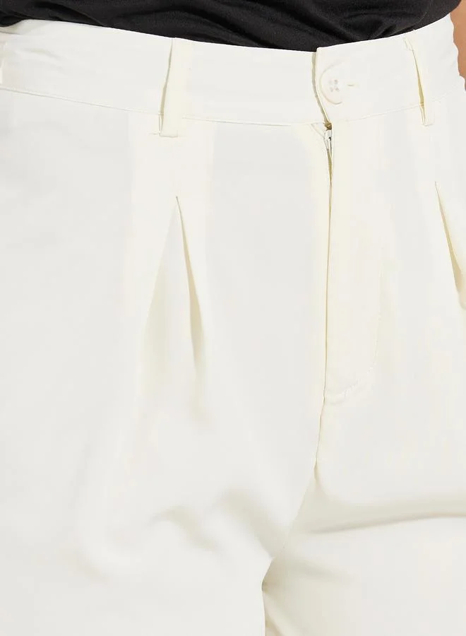 Styli Super High Rise Wide Leg Pants with Pockets