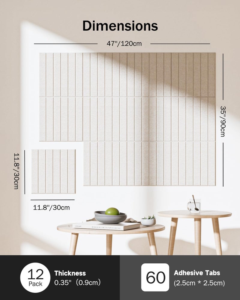 Woovio Large Cork Board, 48" X 36" Bulletin Board, 12 Pack Felt Pin Boards Cork Boards for Walls Office Home Decor, Classroom with 60 Safe Removable Adhesive Tabs Camel - Image 3