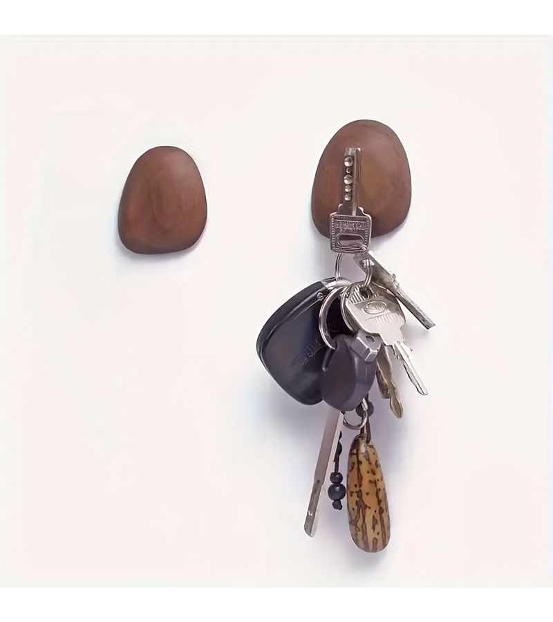 Walnut Wood Key Holder With Magnetic Backing Wall Mounted Easy Install - Image 3