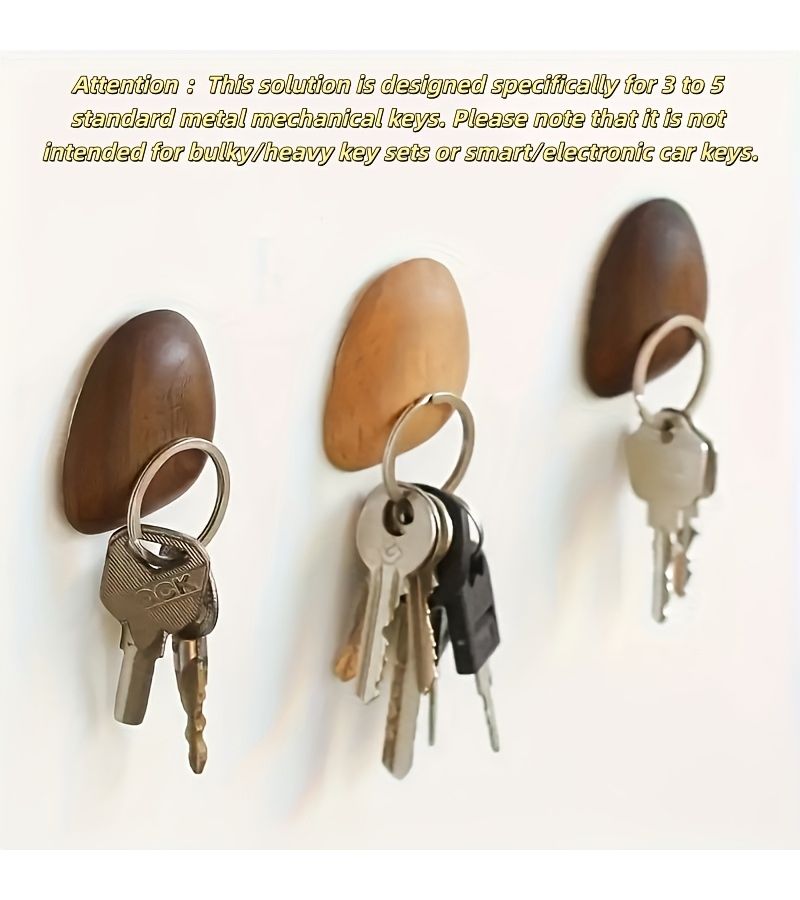Walnut Wood Key Holder With Magnetic Backing Wall Mounted Easy Install - Image 1