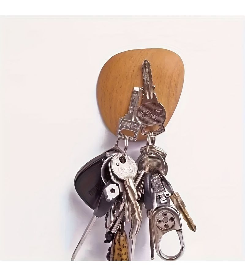 Walnut Wood Key Holder With Magnetic Backing Wall Mounted Easy Install - Image 4