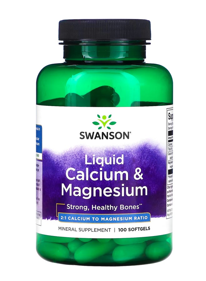 سوانسون كالسيوم ومغنيسيوم سائل ، 100 كبسولة هلامية