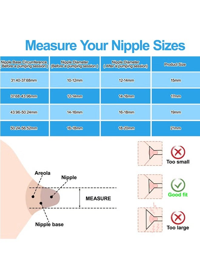 spa luxetique - 9 Pack Breast Milk Pump Inserts 13/15/17/19/21mm Compatible with Momcozy Wearable Breast Pump, for TSRETE/Spectra/Medela 24mm Shields, Include Silicone Diaphragm&Duckbill Valve - Image 1