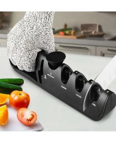 AROAQ Knife Sharpener, Adjustable Manual 4 Stages Scissors Sharpening Stone, Quick And Safe Knife Angle Sharpener Tool, Anti Slip Easy To Use Kitchen Knives Grinder For All Types Of Knives, (Red)  - Image 4