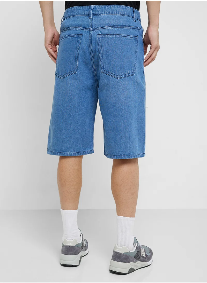 سفنتي فايف Essential Denim Ripped Shorts