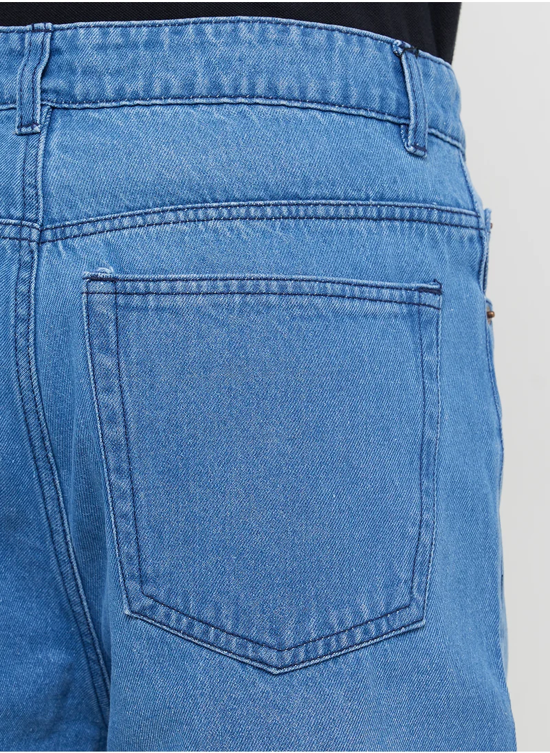 سفنتي فايف Essential Denim Ripped Shorts