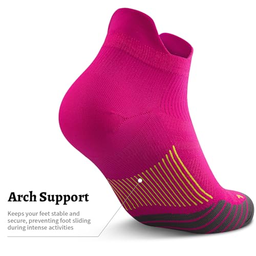 PAPLUS No Show Compression Socks for Men and Women(6 Pairs), Low Cut Running Ankle Socks with Arch Support for Plantar Fasciitis, Cyling, Athletic, Flight, Travel, Nurses. Pink S/M - Image 4