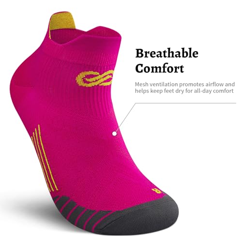 PAPLUS No Show Compression Socks for Men and Women(6 Pairs), Low Cut Running Ankle Socks with Arch Support for Plantar Fasciitis, Cyling, Athletic, Flight, Travel, Nurses. Pink S/M - Image 5