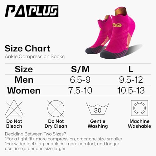 PAPLUS No Show Compression Socks for Men and Women(6 Pairs), Low Cut Running Ankle Socks with Arch Support for Plantar Fasciitis, Cyling, Athletic, Flight, Travel, Nurses. Pink S/M - Image 2
