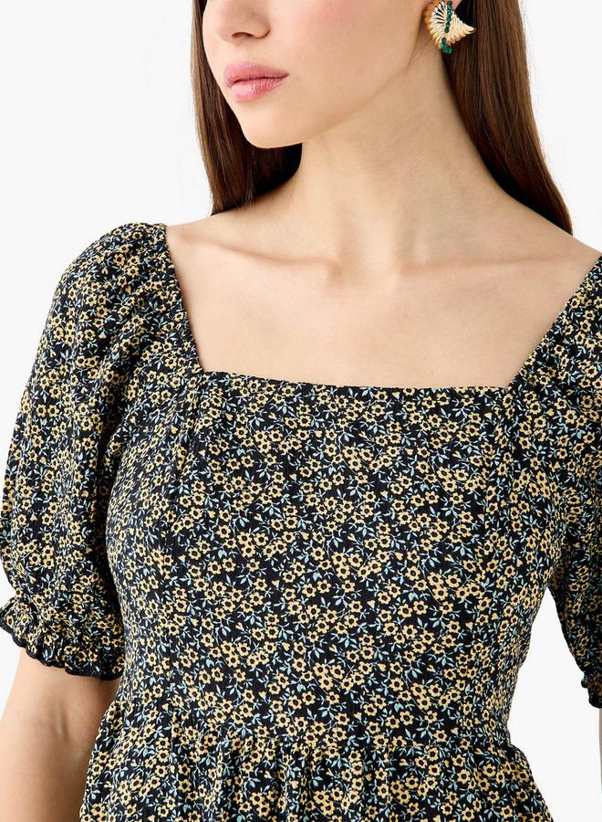 Splash FAV Floral Print Midi Dress with Square Neck - Image 3