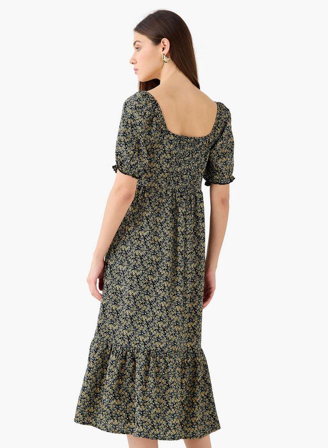 Splash FAV Floral Print Midi Dress with Square Neck - Image 4
