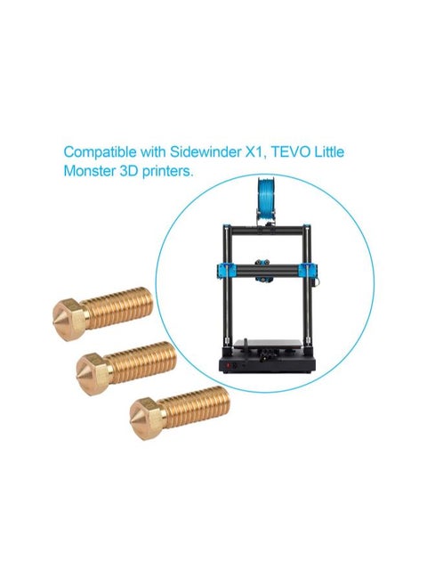 Extruder Nozzle, 3Pcs 3D Printer Extruder Brass Volcano Nozzle M6 Thread Printer Head 0.3Mm Output for Sidewinder X1 Tevo Little Monster 1.75Mm Filament