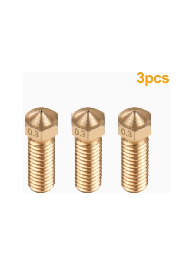 Extruder Nozzle, 3Pcs 3D Printer Extruder Brass Volcano Nozzle M6 Thread Printer Head 0.3Mm Output for Sidewinder X1 Tevo Little Monster 1.75Mm Filament
