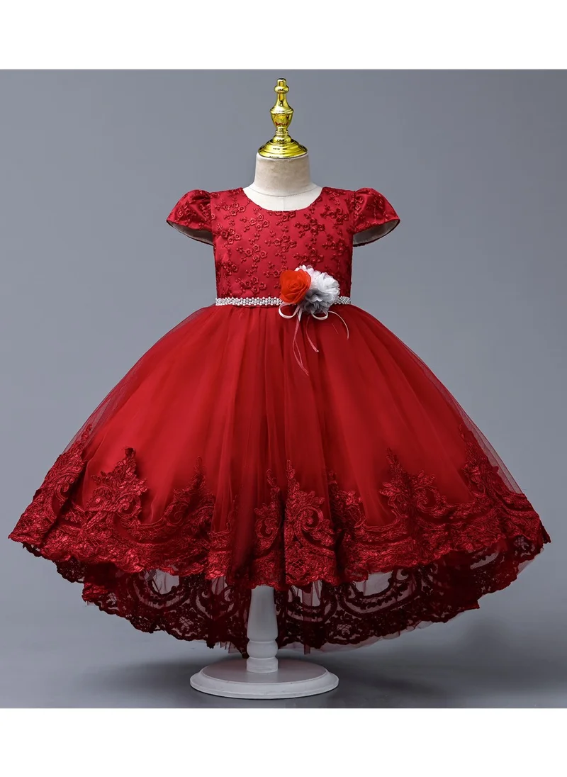 D'Daniela Delia Flower Party Dress Red with headband