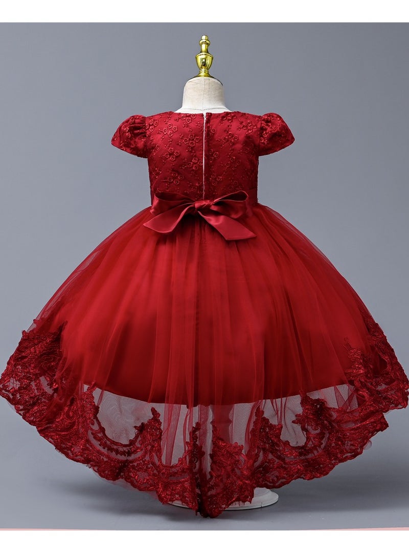 D'Daniela Delia Flower Party Dress Red with headband - Image 2