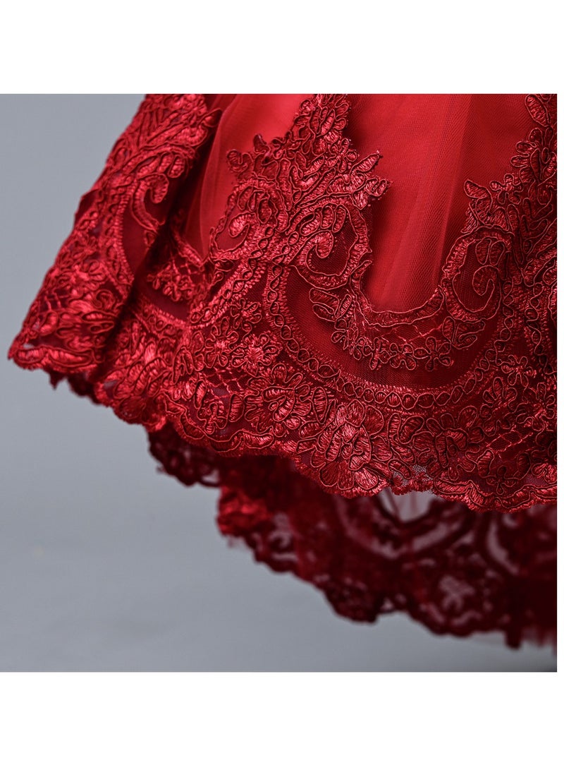 D'Daniela Delia Flower Party Dress Red with headband - Image 5