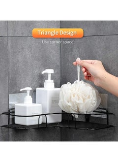 KITCHENOO Metal bathroom corner shelf with rust-resistant adhesive sticker with a basket design to prevent water from accumulating in it to organize all bathroom accessories. Painted with high-quality paint  - Image 4