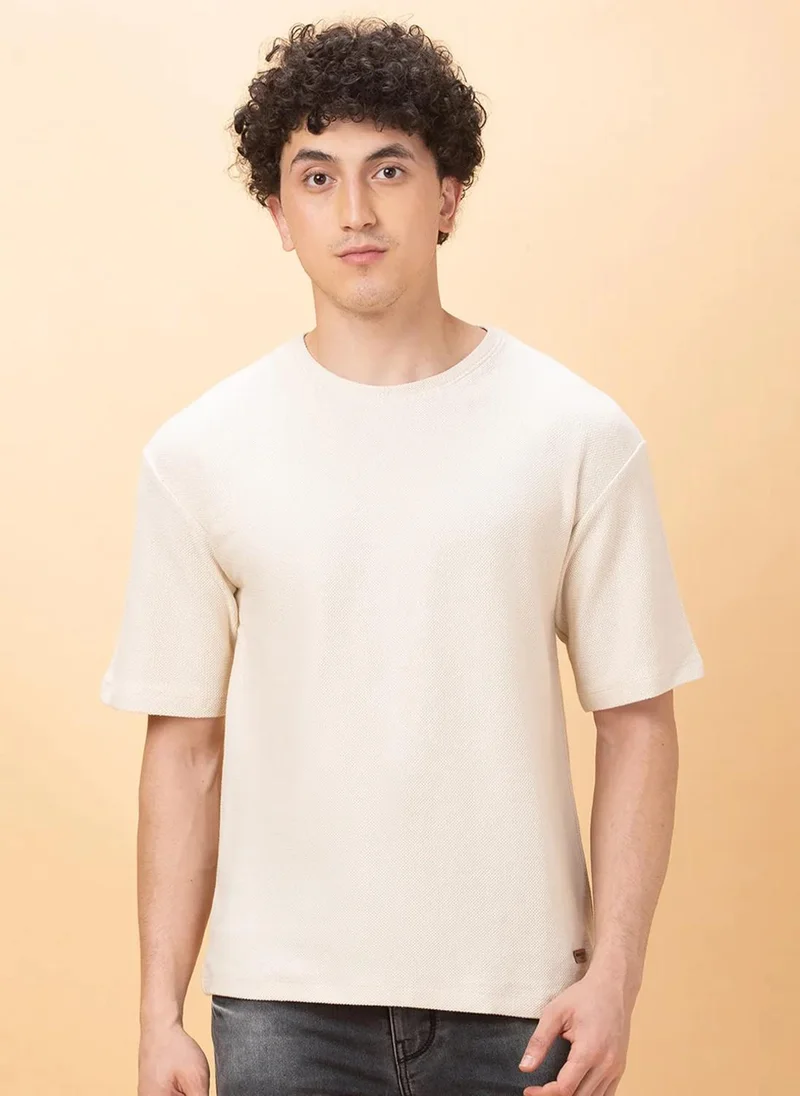 بيينغ هيومان Men Drop-Shoulder Sleeves Raw Edge T-shirt