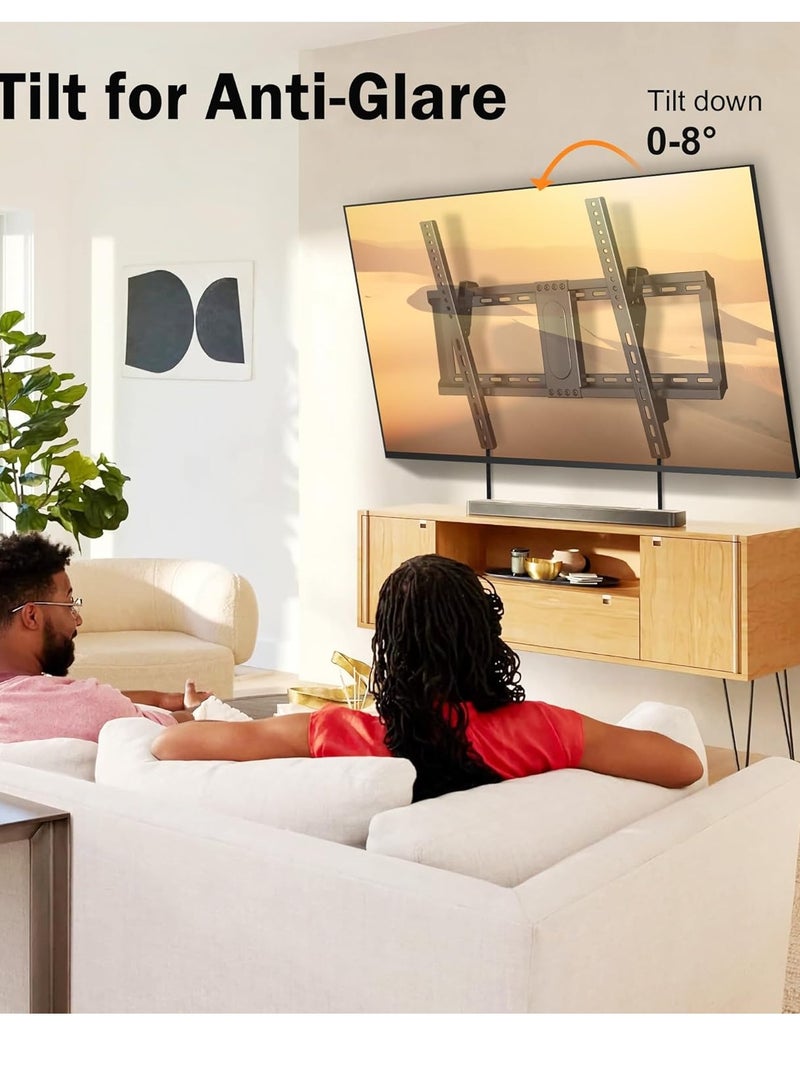 ELTRAZONE TV Wall Mount for Most 37-82 inch Flat/Curved TV Universal Tilting TV Wall Stand Holder Low Profile TV Bracket Fits 24"/18"/16" Studs, Max VESA 600x400mm Holds up to 132lbs - Image 3