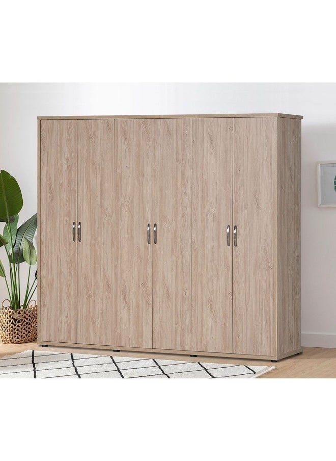 DANUBE HOME V2 Bolivar 6 Door Wardrobe Extra Sturdy Closet Clothes Storage Cupboard Modern Design Space Saving Swing Door Cabinet For Bedroom L237.5Xw55Xh208Cm - V.Oak/Black Faux Marble  - Image 2