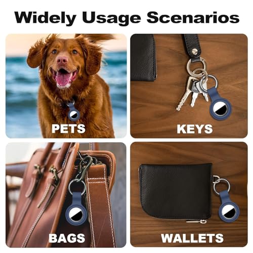 Linsaner Compatible with AirTag Case Keychain for Air Tag Holder Silicone for AirTags Key Ring Cases Tags Chain for Apple for AirTag GPS Item Finders Accessories，Dark Blue - Image 5