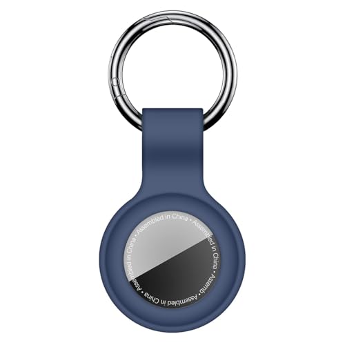Linsaner Compatible with AirTag Case Keychain for Air Tag Holder Silicone for AirTags Key Ring Cases Tags Chain for Apple for AirTag GPS Item Finders Accessories，Dark Blue - Image 1