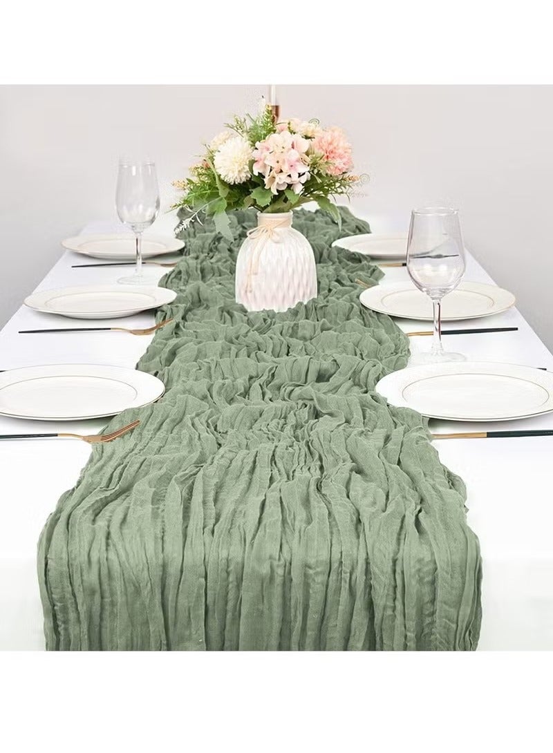 YANCI 90CM*300CM Bohemian Cheese Cloth Tablecloth or Table Runner 90CM*300CM– Soft Woven Polyester, Flowing Drape Design – Rustic Boho Style for Wedding, Birthday, Bridal Shower, Holiday, Romantic Table Setting – Reusable, Washable, Durable Decor - Image 3