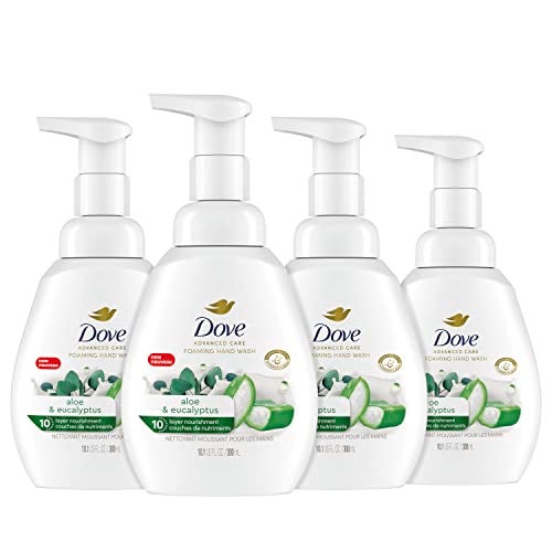 Dove Foaming Hand Wash 4 Count Aloe & Eucalyptus Protects Skin from Dryness, More Moisturizers than the Leading Ordinary Hand Soap, 10.1 oz - Image 3