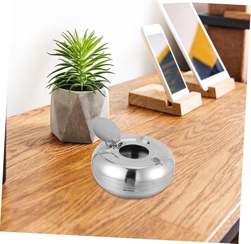 Stainless Steel Portable Ashtray Non Skid Base Easy Clean For Outdoor Home Car - Image 3