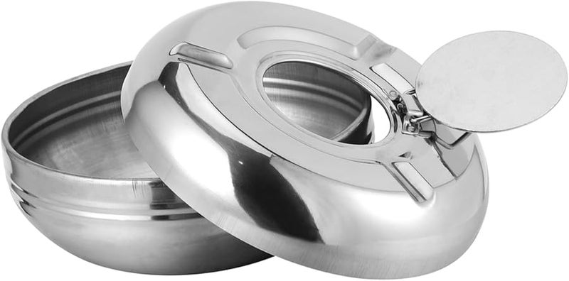 Stainless Steel Portable Ashtray Non Skid Base Easy Clean For Outdoor Home Car - Image 1