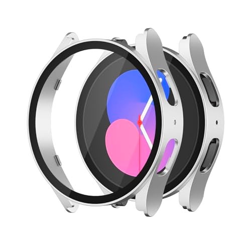 Tobfit PC Case Cover with Attached Screen Protector for Samsung Galaxy Watch 5 Soft Clear Screen Protector Cases, Full Guard Cover, Anti-Scratch and Shockproof Cover for Galaxy Watch 5 (Silver, 44mm) - Image 1