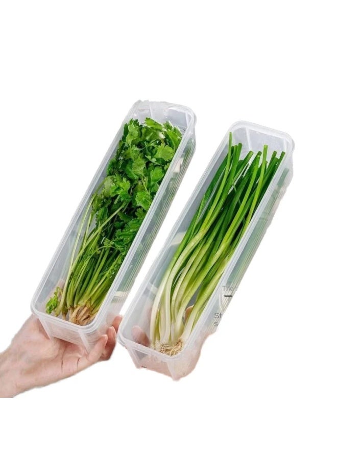 LDQ 3PCS Long Rectangular Food Storage Containers – Reusable Plastic Fridge Organizer Boxes for Scallions, Parsley, Cilantro, Garlic, Noodles & Eggs with Lid – Hand-Washable Kitchen Essentials - Image 5
