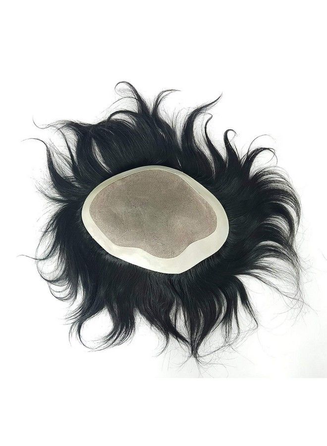 blushia توبي/رقعة شعر بشري بحجم 10X8/باروكة شعر بشري حل غير جراحي لفقدان الشعر للرجال (أسود طبيعي 10X8) - Image 2