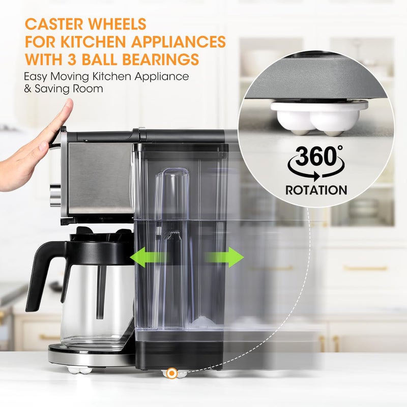 Aieve Self Adhesive Caster Wheels, 8 Pack Small Furniture Sliders Appliance Rollers, Swivel 360Â° Universal Appliance Slider Roller Casters for Kitchen Countertop Coffee Maker, Air Fryer, Storage Box - Image 2