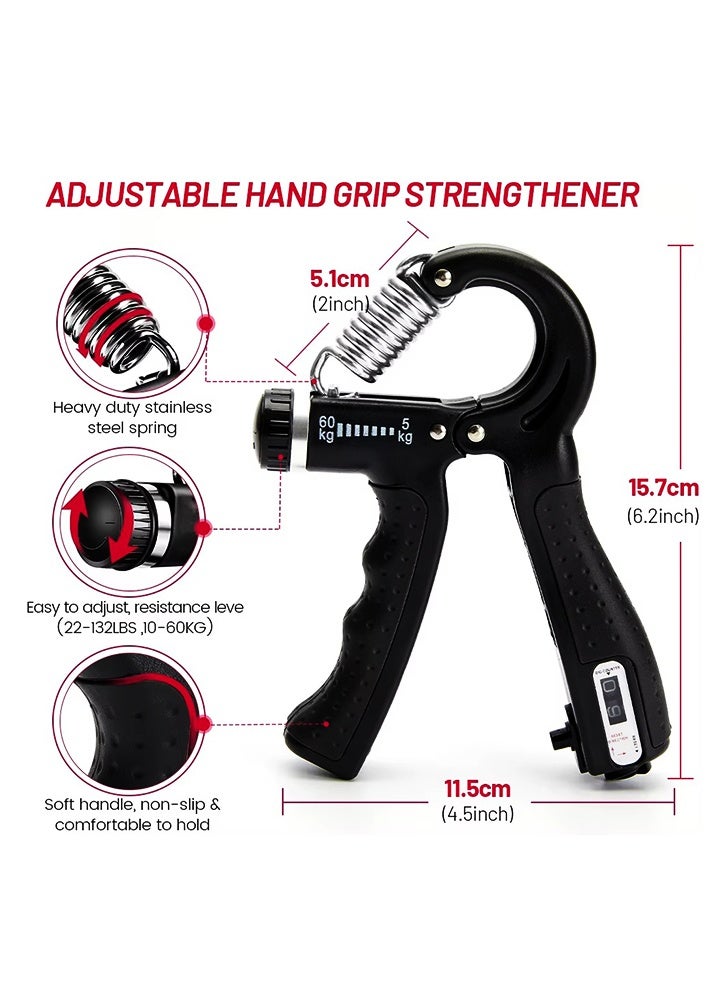 SAKOON Adjustable Hand Gripper Strengthener Trainer With Counter with Adjustable Resistance 11-132 lbs. (5-60kg) Perfect for Musicians, Athletes, Men & Women Hand Exercise Equipment for Home and Gym Workouts - Image 2