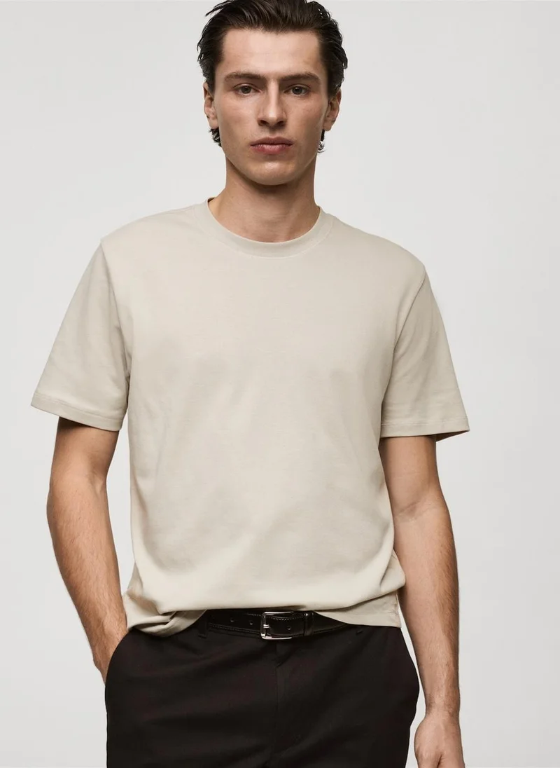 مانجو مان Round Neck Ribbed Finish Short Sleeve T-Shirt