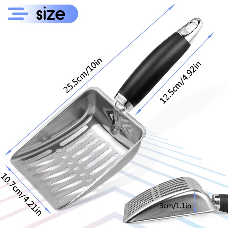 NewGF Stainless Steel Cat Litter Scoop,Metal Cat Litter Scoop,Kitty Metal Scooper,Sturdy Mesh Scooper,Suitabla cat Scooper for Cat Litter Box(Sliver) - Image 2