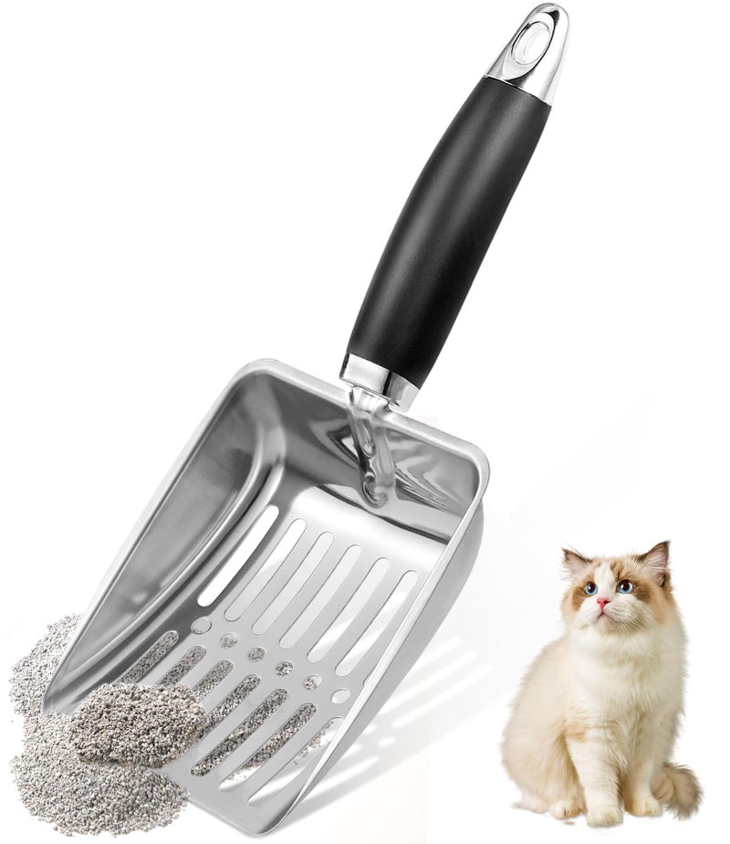 NewGF Stainless Steel Cat Litter Scoop,Metal Cat Litter Scoop,Kitty Metal Scooper,Sturdy Mesh Scooper,Suitabla cat Scooper for Cat Litter Box(Sliver) - Image 1