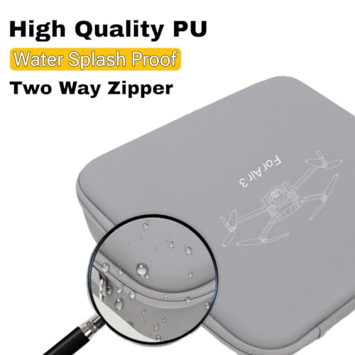 GetZget Polyurethane Carrying Case Bag For Dji Mavic Air 3 & Accessories Pu Hard Travel Protection Water Splash Proof Suitcase Hand Bag (Grey) - Image 2