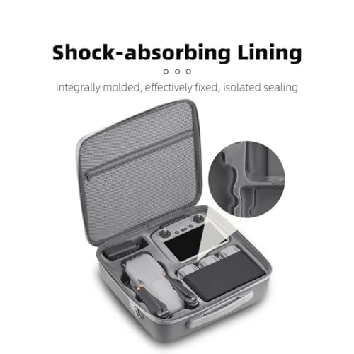 GetZget Polyurethane Carrying Case Bag For Dji Mavic Air 3 & Accessories Pu Hard Travel Protection Water Splash Proof Suitcase Hand Bag (Grey) - Image 4