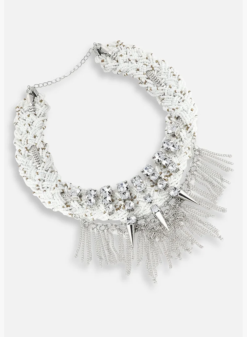 SOHI Silver Plated Party Designer Stone Statement Necklace For Women