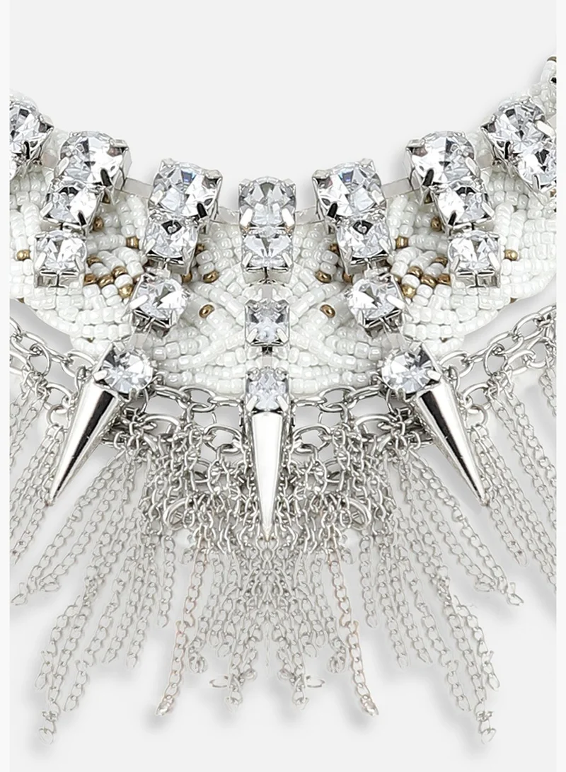 SOHI Silver Plated Party Designer Stone Statement Necklace For Women