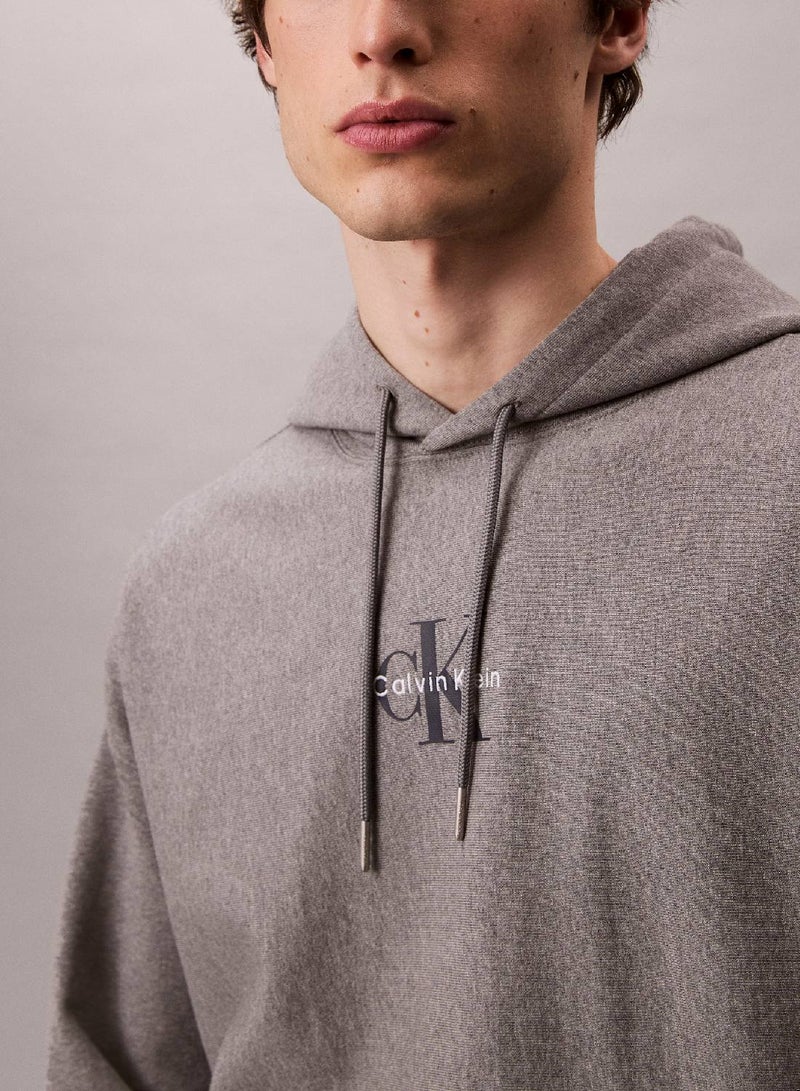 CALVIN KLEIN Premium Fleece Monogram Logo Hoodie - Image 2