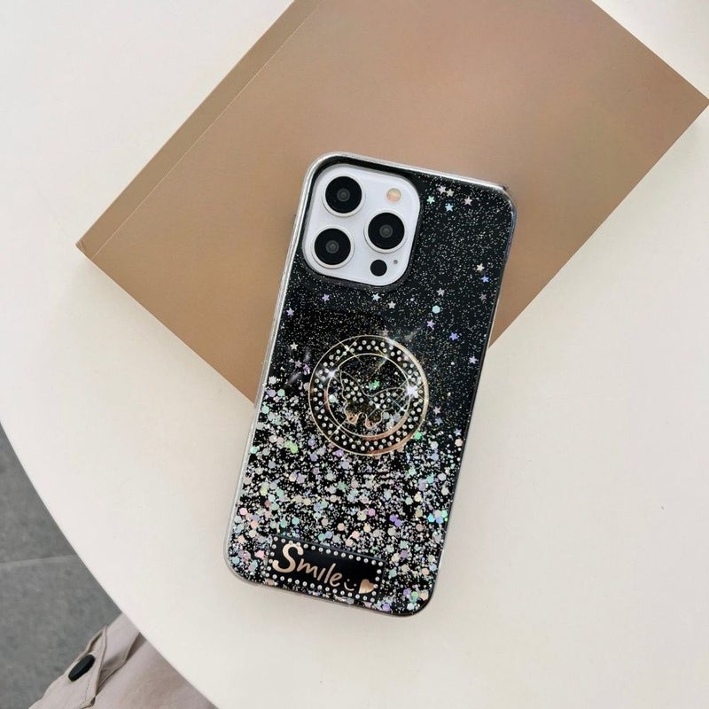 Pink Starry Sky Glitter Circle erfly Phone Case for iPhone 14 Pro Max - Image 4